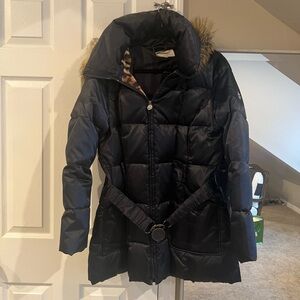 Laundry By Shelli Segal Black Puffer Jacket with Fur Hood